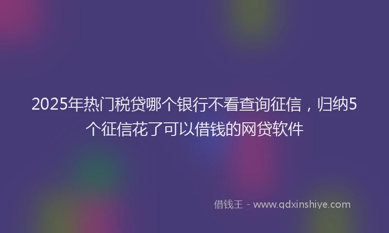 2025年热门税贷哪个银行不看查询征信，归纳5个征信花了可以借钱的网贷软件