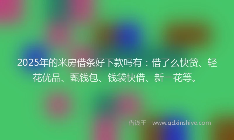 2025年的米房借条好下款吗有：借了么快贷、轻花优品、甄钱包、钱袋快借、新一花等。