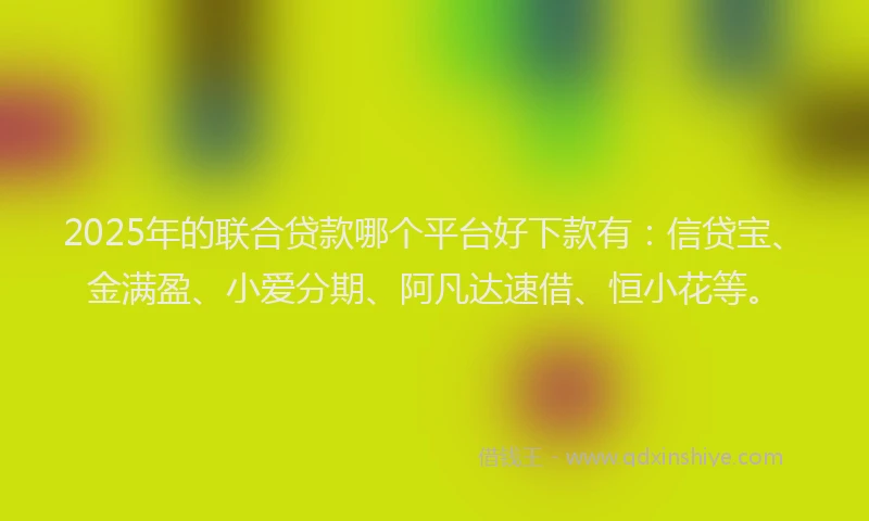2025年的联合贷款哪个平台好下款有：信贷宝、金满盈、小爱分期、阿凡达速借、恒小花等。