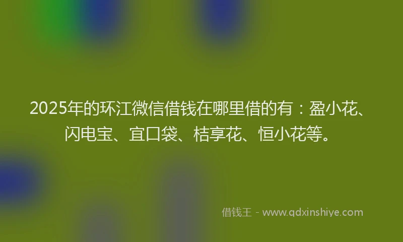 2025年的环江微信借钱在哪里借的有：盈小花、闪电宝、宜口袋、桔享花、恒小花等。