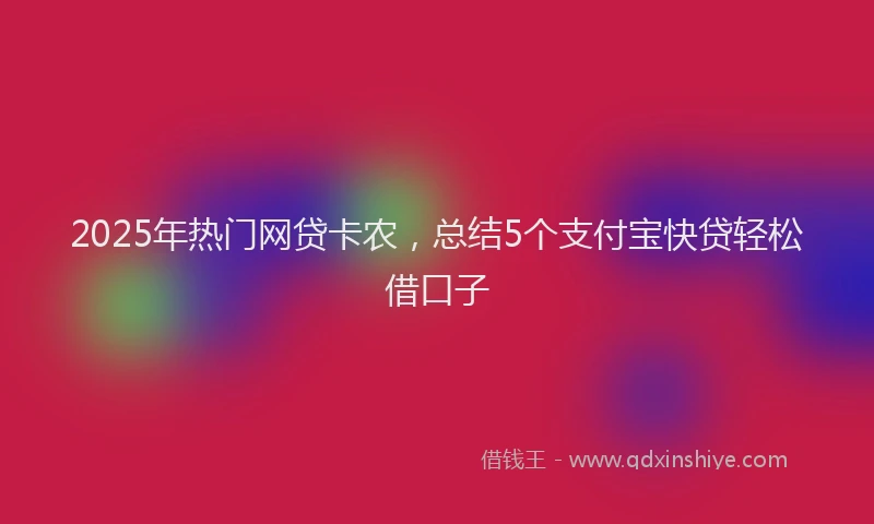 2025年热门网贷卡农，总结5个支付宝快贷轻松借口子