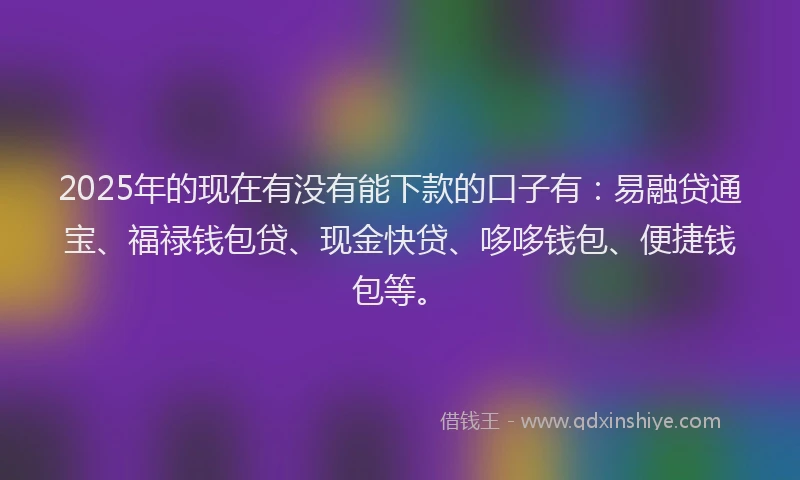 2025年的现在有没有能下款的口子有：易融贷通宝、福禄钱包贷、现金快贷、哆哆钱包、便捷钱包等。