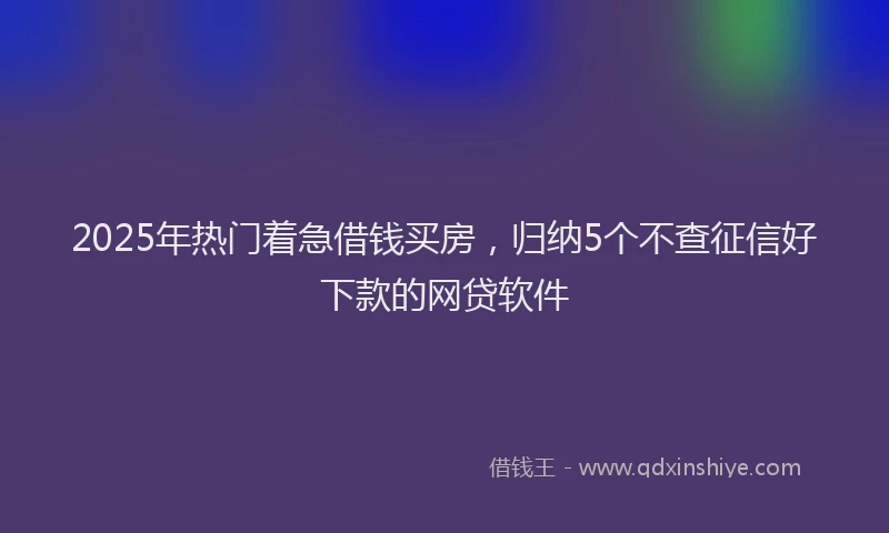2025年热门着急借钱买房,归纳5个不查征信好下款的网贷软件