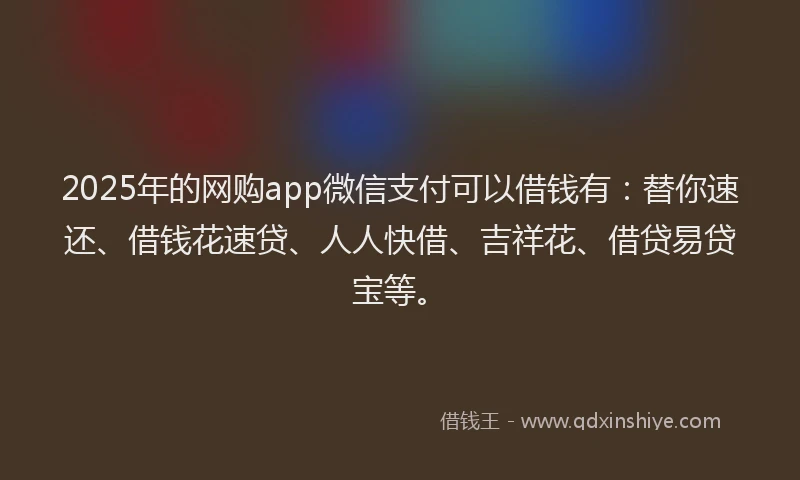 2025年的网购app微信支付可以借钱有：替你速还、借钱花速贷、人人快借、吉祥花、借贷易贷宝等。