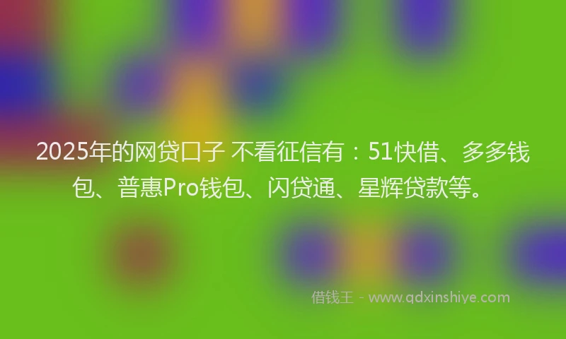 2025年的网贷口子 不看征信有：51快借、多多钱包、普惠Pro钱包、闪贷通、星辉贷款等。