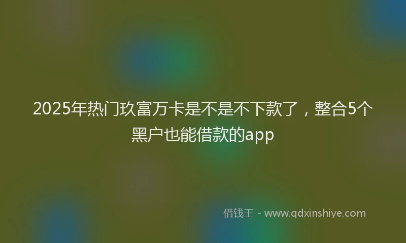 2025年热门玖富万卡是不是不下款了，整合5个黑户也能借款的app