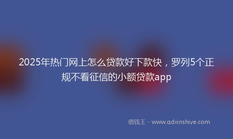 2025年热门网上怎么贷款好下款快，罗列5个正规不看征信的小额贷款app