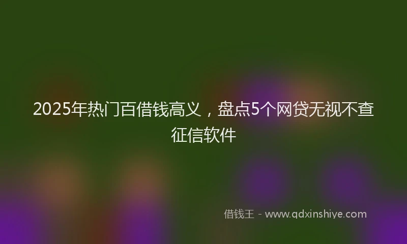 2025年热门百借钱高义，盘点5个网贷无视不查征信软件