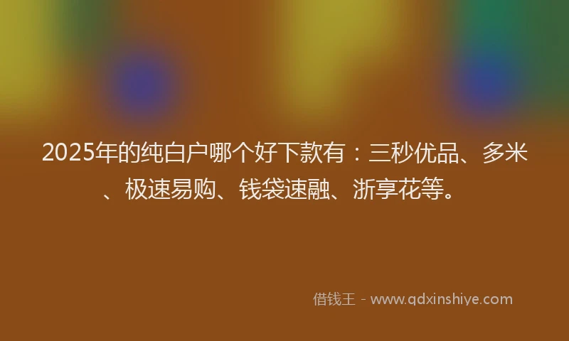 2025年的纯白户哪个好下款有：三秒优品、多米、极速易购、钱袋速融、浙享花等。