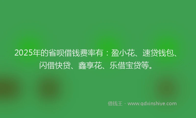 2025年的省呗借钱费率有：盈小花、速贷钱包、闪借快贷、鑫享花、乐借宝贷等。