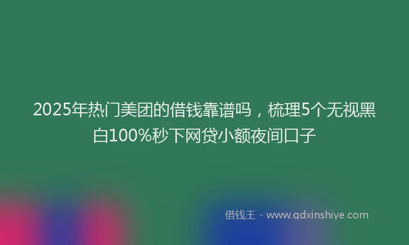 2025年热门美团的借钱靠谱吗，梳理5个无视黑白100%秒下网贷小额夜间口子