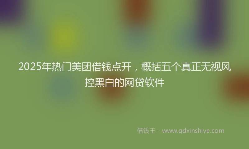 2025年热门美团借钱点开，概括五个真正无视风控黑白的网贷软件