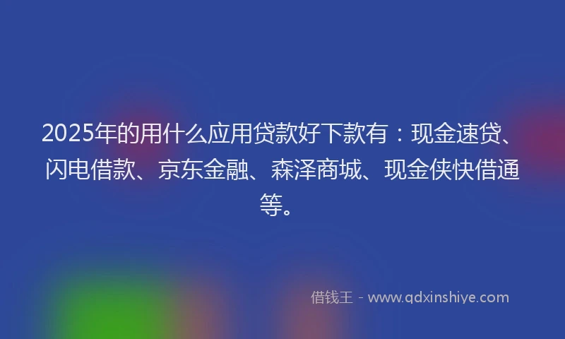 2025年的用什么应用贷款好下款有:现金速贷、闪电借款、京东金融、森泽商城、现金侠快借通等。