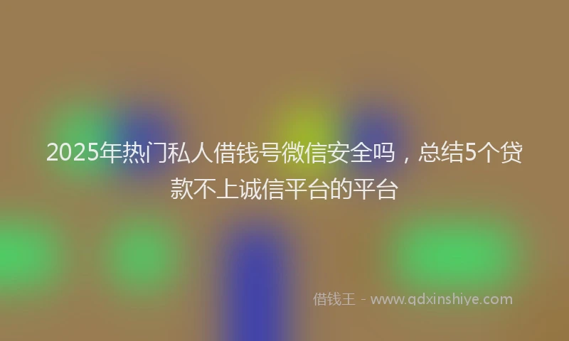 2025年热门私人借钱号微信安全吗，总结5个贷款不上诚信平台的平台