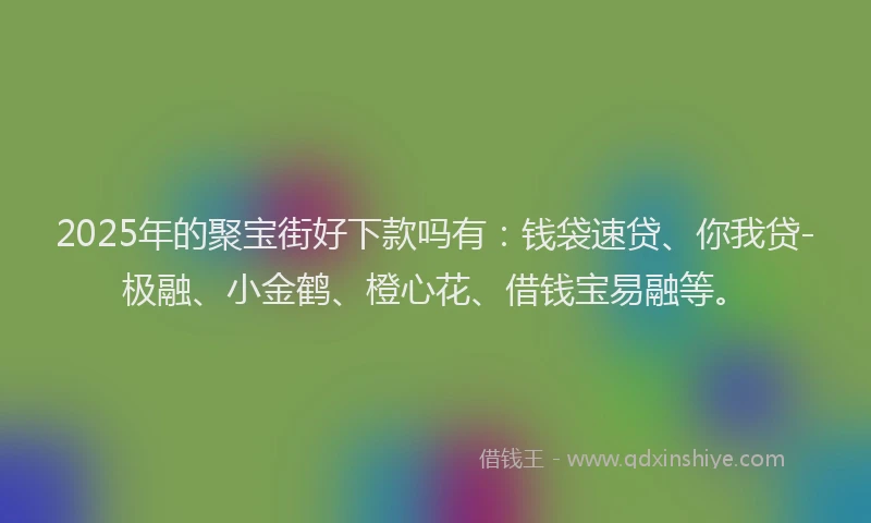 2025年的聚宝街好下款吗有：钱袋速贷、你我贷-极融、小金鹤、橙心花、借钱宝易融等。