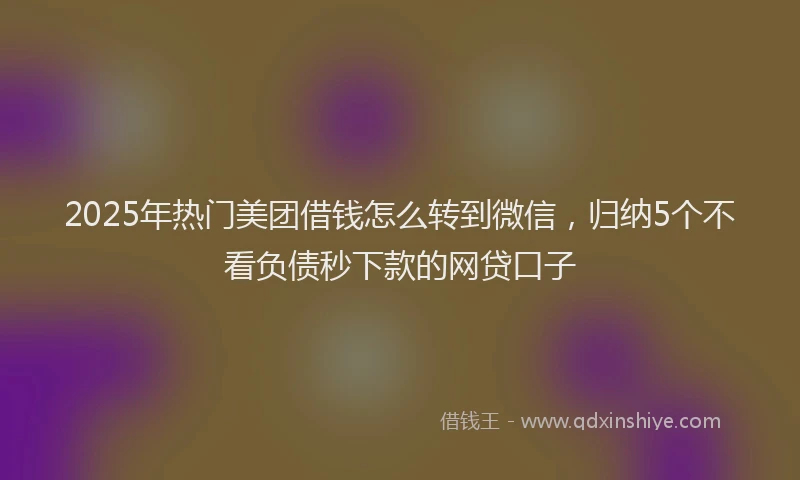 2025年热门美团借钱怎么转到微信，归纳5个不看负债秒下款的网贷口子