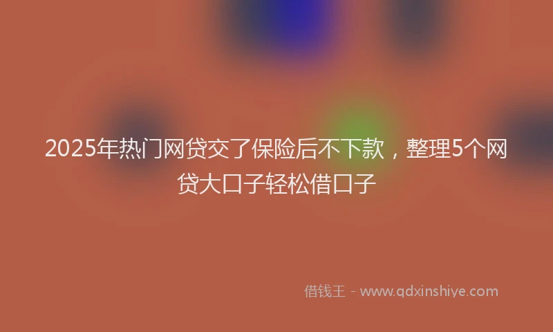 2025年热门网贷交了保险后不下款，整理5个网贷大口子轻松借口子