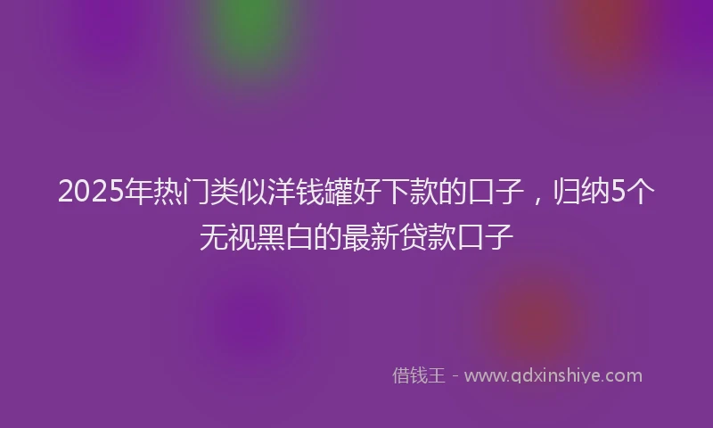 2025年热门类似洋钱罐好下款的口子，归纳5个无视黑白的最新贷款口子