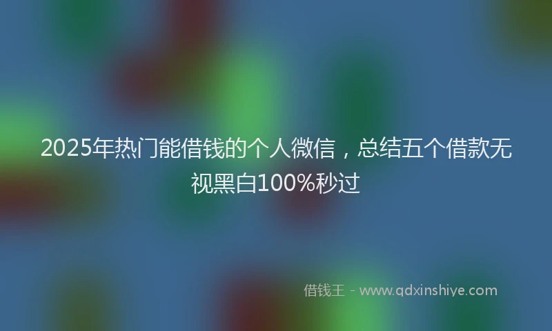 2025年热门能借钱的个人微信，总结五个借款无视黑白100%秒过