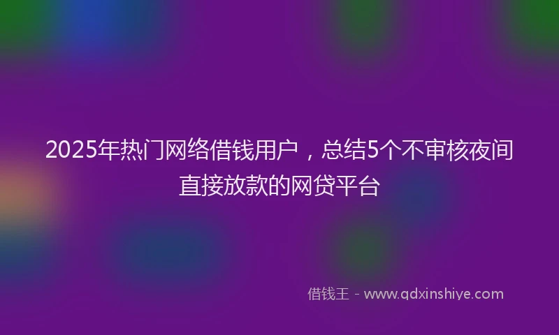 2025年热门网络借钱用户，总结5个不审核夜间直接放款的网贷平台