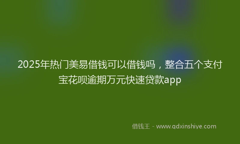 2025年热门美易借钱可以借钱吗，整合五个支付宝花呗逾期万元快速贷款app
