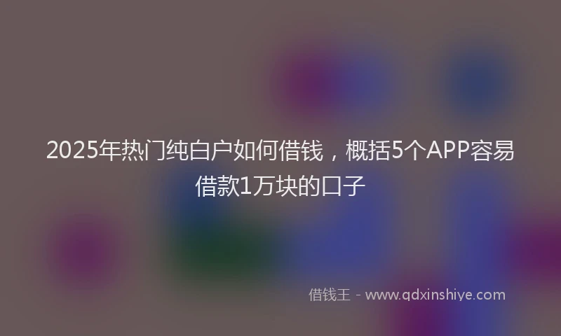 2025年热门纯白户如何借钱，概括5个APP容易借款1万块的口子