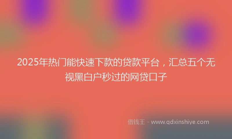 2025年热门能快速下款的贷款平台，汇总五个无视黑白户秒过的网贷口子