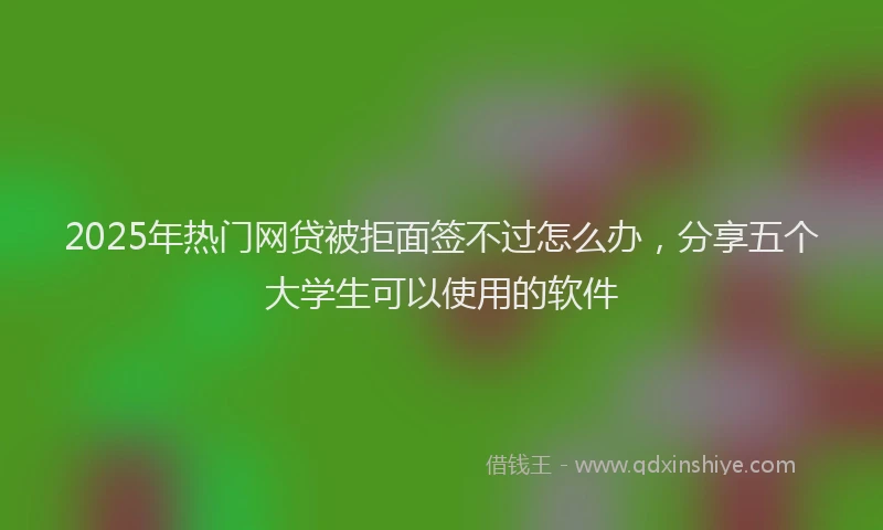 2025年热门网贷被拒面签不过怎么办，分享五个大学生可以使用的软件