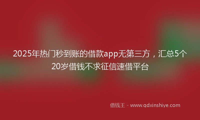 2025年热门秒到账的借款app无第三方，汇总5个20岁借钱不求征信速借平台