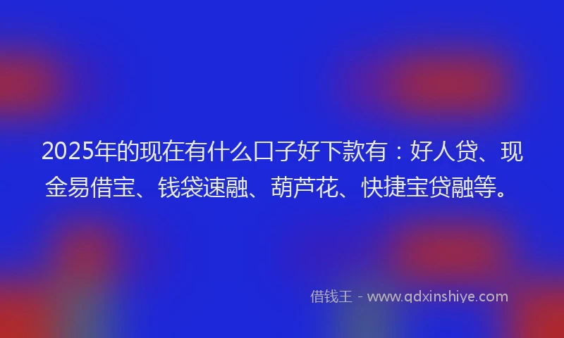 2025年的现在有什么口子好下款有：好人贷、现金易借宝、钱袋速融、葫芦花、快捷宝贷融等。
