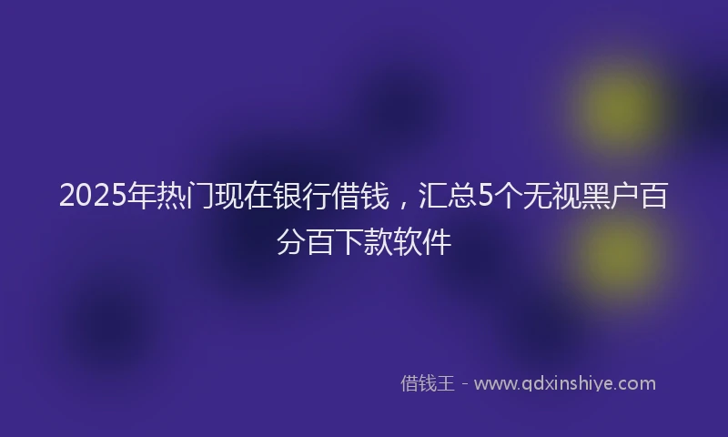 2025年热门现在银行借钱，汇总5个无视黑户百分百下款软件