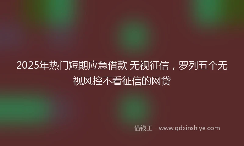 2025年热门短期应急借款 无视征信，罗列五个无视风控不看征信的网贷