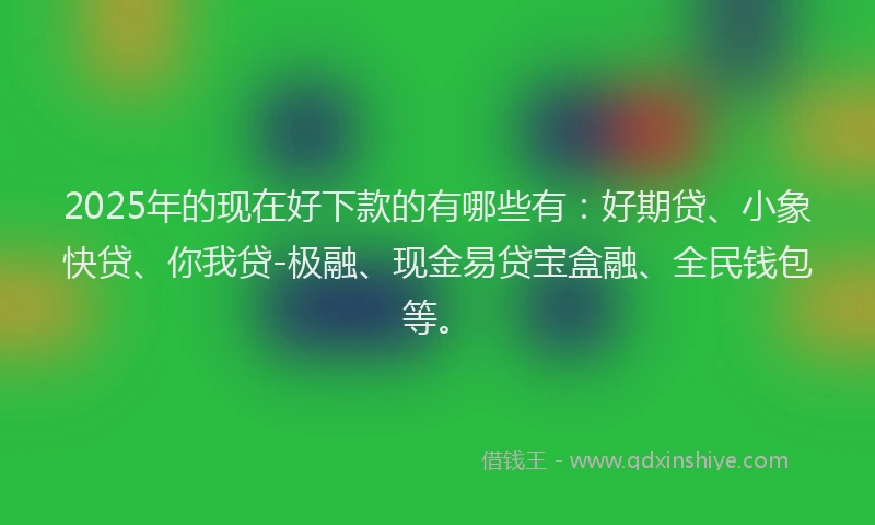 2025年的现在好下款的有哪些有：好期贷、小象快贷、你我贷-极融、现金易贷宝盒融、全民钱包等。