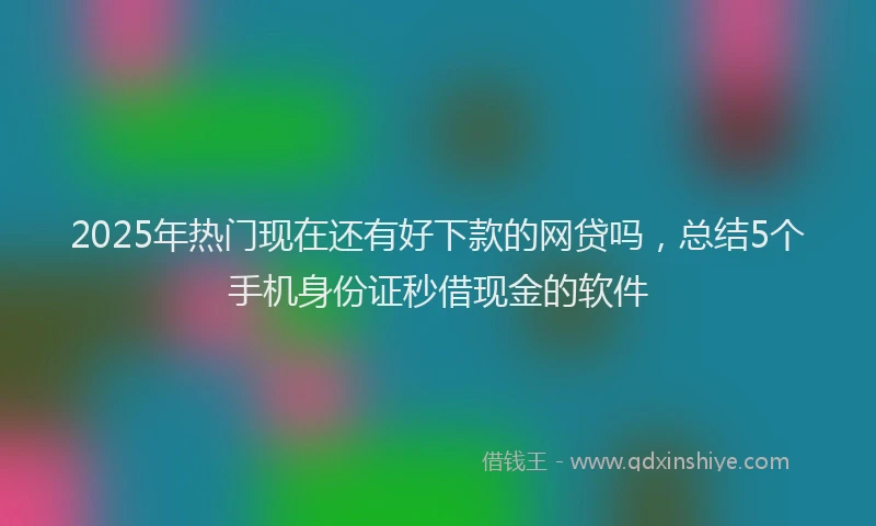 2025年热门现在还有好下款的网贷吗，总结5个手机身份证秒借现金的软件