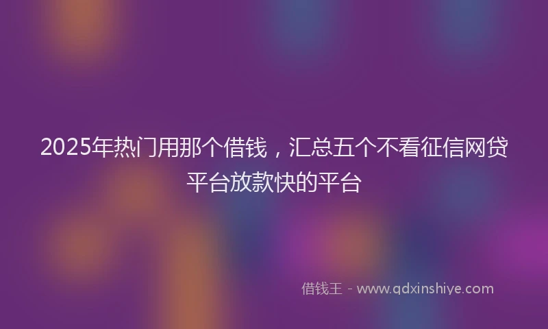 2025年热门用那个借钱，汇总五个不看征信网贷平台放款快的平台
