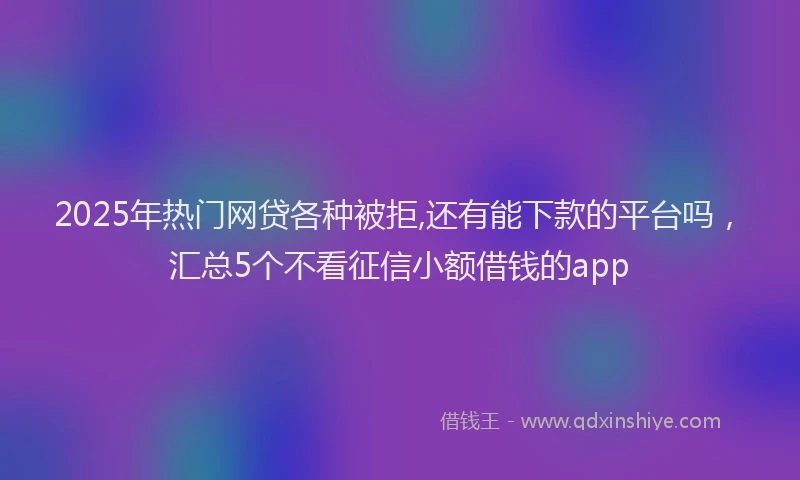 2025年热门网贷各种被拒,还有能下款的平台吗，汇总5个不看征信小额借钱的app
