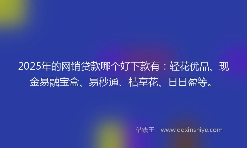 2025年的网销贷款哪个好下款有：轻花优品、现金易融宝盒、易秒通、桔享花、日日盈等。