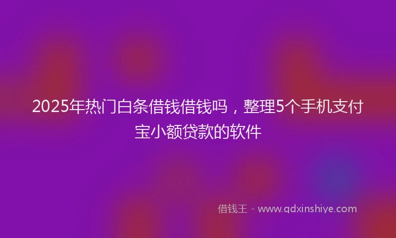 2025年热门白条借钱借钱吗，整理5个手机支付宝小额贷款的软件