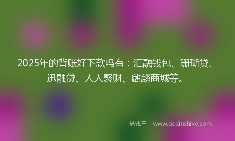 2025年的背账好下款吗有:汇融钱包、珊瑚贷、迅融贷、人人聚财、麒麟商城等。