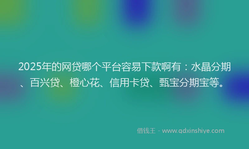 2025年的网贷哪个平台容易下款啊有：水晶分期、百兴贷、橙心花、信用卡贷、甄宝分期宝等。