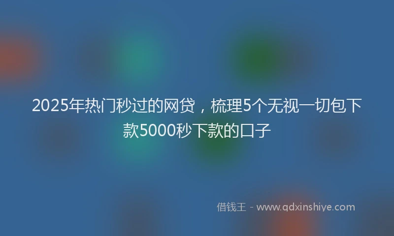 2025年热门秒过的网贷，梳理5个无视一切包下款5000秒下款的口子