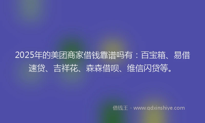 2025年的美团商家借钱靠谱吗有：百宝箱、易借速贷、吉祥花、森森借呗、维信闪贷等。