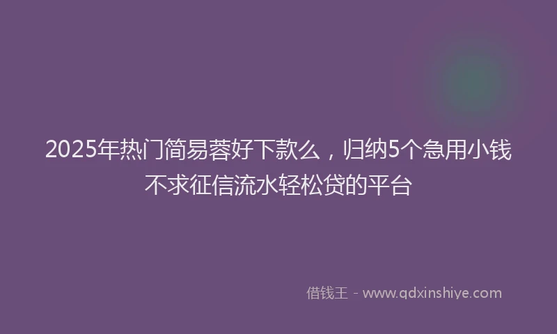 2025年热门简易蓉好下款么，归纳5个急用小钱不求征信流水轻松贷的平台