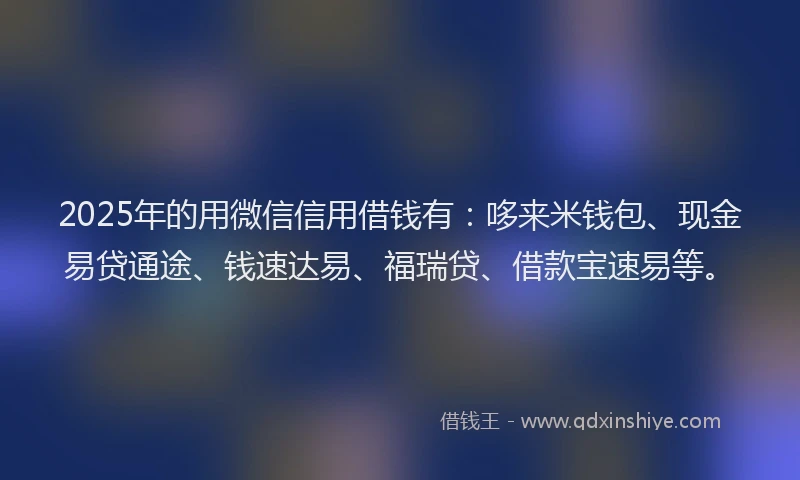 2025年的用微信信用借钱有：哆来米钱包、现金易贷通途、钱速达易、福瑞贷、借款宝速易等。
