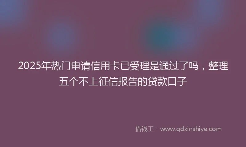 2025年热门申请信用卡已受理是通过了吗，整理五个不上征信报告的贷款口子