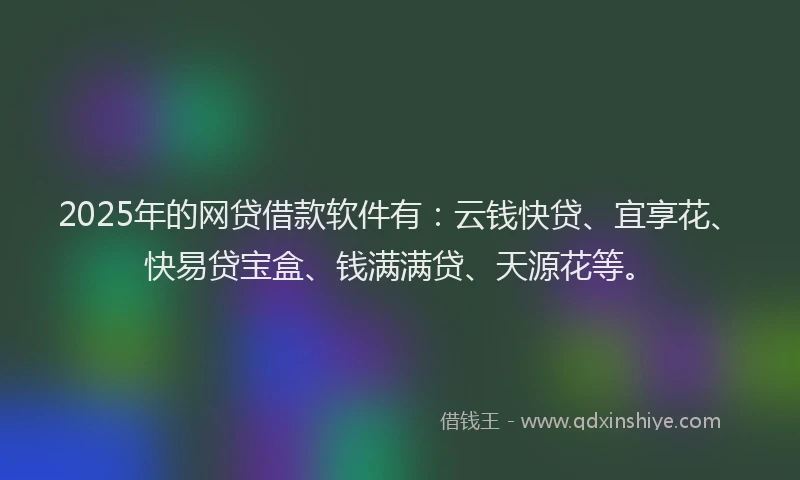 2025年的网贷借款软件有：云钱快贷、宜享花、快易贷宝盒、钱满满贷、天源花等。