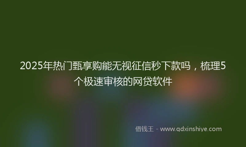 2025年热门甄享购能无视征信秒下款吗，梳理5个极速审核的网贷软件