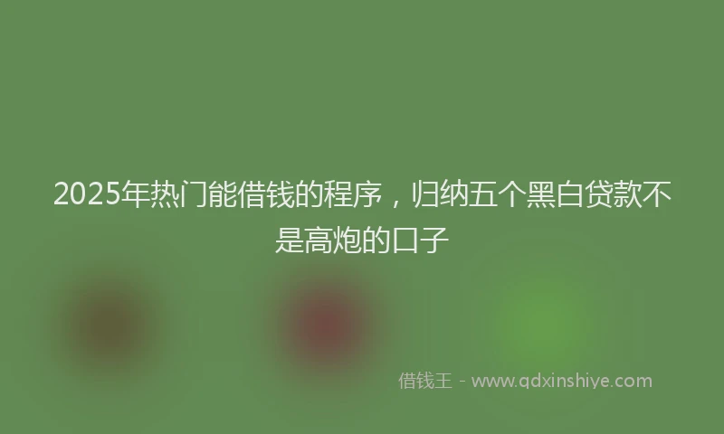 2025年热门能借钱的程序,归纳五个黑白贷款不是高炮的口子