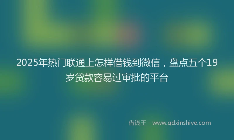 2025年热门联通上怎样借钱到微信，盘点五个19岁贷款容易过审批的平台