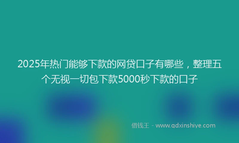 2025年热门能够下款的网贷口子有哪些，整理五个无视一切包下款5000秒下款的口子